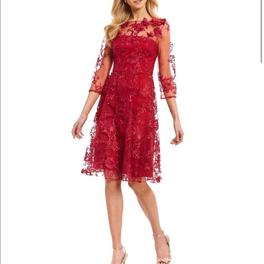 David Meister Floral Embroidered Dress